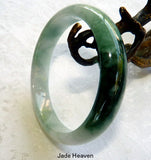 "Power and Compassion" Burmese Jadeite "Old Mine" Bangle Bracelet 58 mm (JHBB3305)