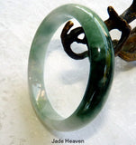 Sale-"Power and Compassion" Burmese Jadeite "Old Mine" Bangle Bracelet 58 mm (JHBB3305)