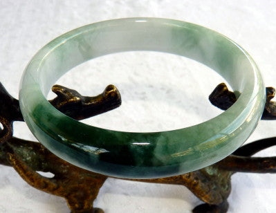 "Power and Compassion" Burmese Jadeite "Old Mine" Bangle Bracelet 58 mm (JHBB3305)