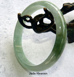 "Good Green" Burmese Jadeite "Old Mine" Bangle Bracelet 64.5 mm (JHBB3307)