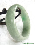 "Smoky Spiritual"  Grey Green  Translucent Elegant Jadeite Jade Bangle Bracelet 55.5mm (JHBB561))