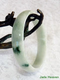 Sale-"Keep Calm and Carry On" Small Old Mine Lao Pit Jadeite Jade Bangle 52mm (JHBB574)