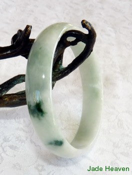 Sale-"Keep Calm and Carry On" Small Old Mine Lao Pit Jadeite Jade Bangle 52mm (JHBB574)