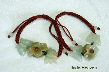 Sale-Burmese Jadeite  Flower and Butterfly Adjustable Bracelet (JHBRAC-13)