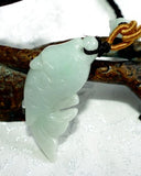Auspicious "Fish Brings Fortune" Burmese Jadeite Pendant Necklace (JHNECK-36)