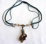 Deep Green Burmese Jadeite Lily PNecklace (JHNECK-50)