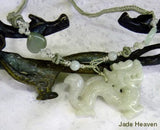Sale-Double Duty Dragon" Jadeite Jade  Pendant Necklace (JHNECK-17)