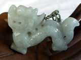 Sale-Double Duty Dragon" Jadeite Jade  Pendant Necklace (JHNECK-17)