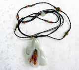 "Heavenly" White Burmese Jadeite Flower Necklace (JHNECK52)