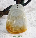 Double Sided Dragon and Phoenix Jadeite Jade Pendant (JHP117)