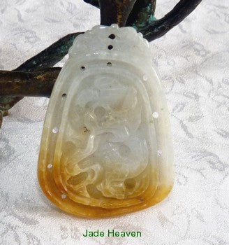 Double Sided Dragon and Phoenix Jadeite Jade Pendant (JHP117)