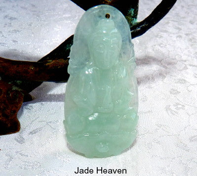 Slender Elegant Guan Yin, Buddha of Compassion, Jadeite Jade Pendant (JHP127)