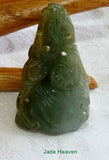 Sale-"Monkey Protects 2 Peaches" Older Burmese Jadeite  3-D Pendant (JHP131)