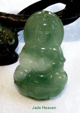 "Kiss of Compassion" Burmese Jadeite Guan (Kwan) Yin Pendant (JHP-151)