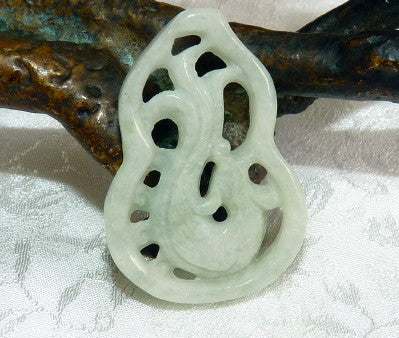 Sale-"Good Fortune" Burmese Jadeite Gourd Pendant (BJP-165)