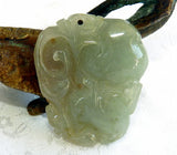 Sale-"Monkey Loves Peach" with "Hong" Red Burmese Jadeite Pendant (JHP179)