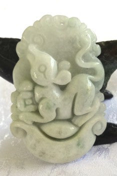 Burmese Jadeite  "Rat Brings Fortune" Jadeite Pendant (JHP-59)