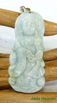 Guan Yin Buddha of Compassion Grade A Natural Jadeite Pendant (JHP89-2)