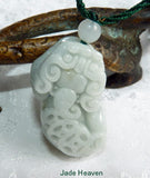 "Pixiu Brings Luck and Wealth" Burmese Jadeite Grade A Pendant + Certificate (P-2131)