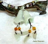 Sale-"Lovely Lilies" Dangle Jadeite Jade Beaded Necklace (JHNECK-12)