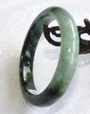 Balancing "Yin and Yang" Green Burmese Jadeite Grade A Jade Bangle Braceiet 55.5mm+Certificate (3080)