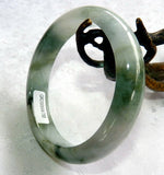 "Yin and Yang and Secret Lavender" Burmese Jadeite Grade A Bangle Bracelet 58.5 mm + Certificate (G4788)