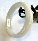 "Serenity" Translucent White Burmese Jade Bangle Bracelet Grade A 58 mm + Certificate (4791)