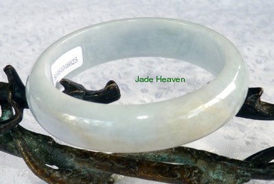 "Soft White Jadeite Bangle with Tiny Hues of Honey  + Certificate 57mm (625)