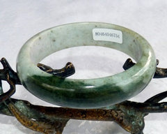 Big "Kiss of Green" Burmese Jadeite Jade Bangle Bracelet 59mm+Certificate (754)