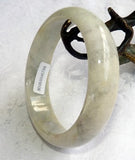 Soft Charcoal Veins on White Burmese Jadeite Bangle Bracelet 59mm+Certificate (759)