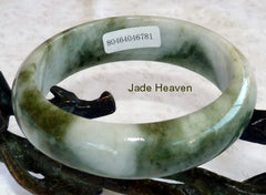 Sale "White Clouds over Green Earth" Precious Jadeite Jade Bangle 57mm + Certificate (781)
