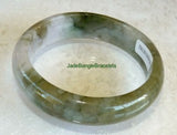 Soft Lavender Hues on Green Jadeite Jade Bangle Bracelet 57mm