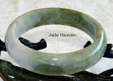 Soft Lavender Hues on Green Jadeite Jade Bangle Bracelet 57mm