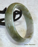 Soft Lavender Hues on Green Jadeite Jade Bangle Bracelet 57mm