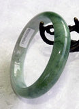 "Yin and Yang Balancing" Burmese Jadeite Grade A Jade Bangle Bracelet 57.5mm+Certificate (8521)