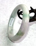 "Wisdom" Soft Lavender Apple Green Veins Burmese Jadeite Jade Bangle Bracelet 58.5mm +Certificate (8544)