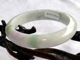 "Wisdom" Soft Lavender Apple Green Veins Burmese Jadeite Jade Bangle Bracelet 58.5mm +Certificate (8544)