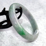 Apple Green Veins, Soft Smoky Lavender Hues Burmese Jadeite Bangle Bracelet 56mm+Certificate (8555)