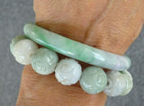 Carved Jadeite Bead Bracelet Custom Made For Jade Heaven  (JHBRAC-18)