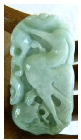 Sale-Vintage Jadeite Jade Detailed Carving Crane Pendant (JHP-28)