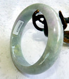 Sale-Green and "Hues of Lavender" Spiritual Burmese Jadeite Bangle Bracelet 58 mm Grade A + Certificate (G3225)