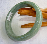 "Yin Yang" Dark and Light Green Burmese Jadeite Bangle Bracelet 66.7 mm + Certificate (G3472)