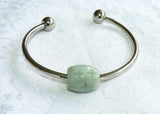 Sale - Hollow Carved Jadeite Jade Barrel Bead Pandora Style Bracelet - "Spacer" for Jade Bangles, or Wear By Itself
