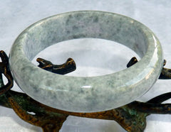 Sale "Peppery" Charcoal Burmese Jadeite Bangle Bracelet Grade A 60.5mm (JHBB235)