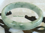 Vintage Old Mine Lao Pit "Moss in Snow" Jadeite Jade Grade A Bangle Bracelet 64mm (JHBB252)