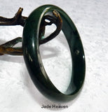 Deep Deep Green Almost Black Burmese Jadeite Jade Bangle Bracelet 58mm (JHBB260)