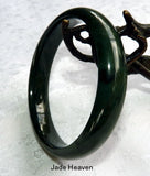 Deep Deep Green Almost Black Burmese Jadeite Jade Bangle Bracelet 58mm (JHBB260)