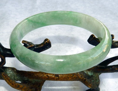 "Fei Cui" Green Translucent  Glowing Vintage Burmese Jadeite Jade Grade A Bangle Bracelet 58.5mm (JHBB265)