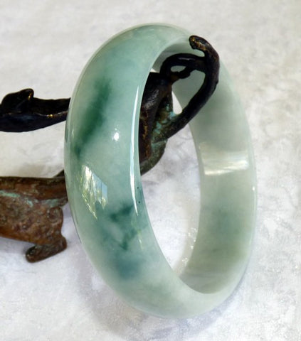 Vintage "Good Green Veins" Jadeite Bangle Bracelet 58.5mm (JHBB278)