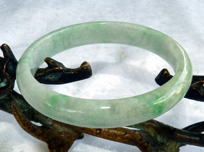 Precious Imperial Green Veins Old Mine Lao Pit Burmese Jadeite Bangle Bracelet 60mm (JBB295)
